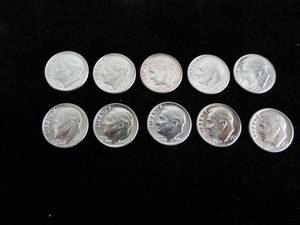 US Lot of 10 Roosevelt Dimes
