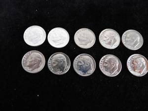 US Lot of 10 Roosevelt Dimes