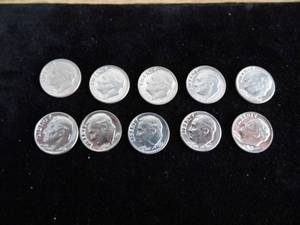 US Lot of 10 Roosevelt Dimes