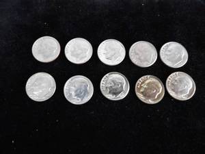 US Lot of 10 Roosevelt Dimes