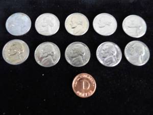 US Lot of 11 Nickels
