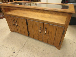 lot 108 image: CABINET WITH GLASS TOP