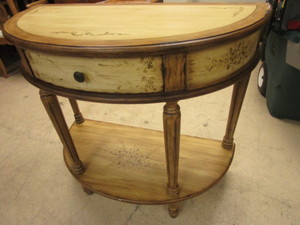 lot 109 image: ACCENT TABLE, WITH PAINTED FLORAL DECORATION
