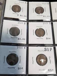 PAGE OF WHEAT CENTS MOSTLY 1920S - 1930S