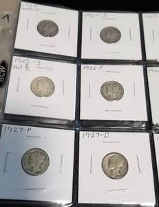PAGE OF MERCURY DIMES MOSTLY 1920S