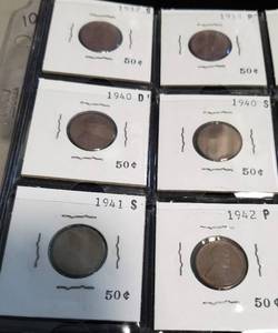PAGE OF WHEAT CENTS 1930S-1940S WWII STEEL CENTS INCLUDED
