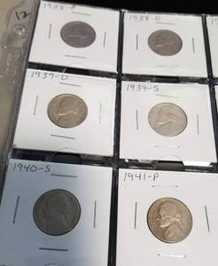 PAGE OF JEFFERSON NICKELS 1938-1944 SILVER WAR NICKELS INCLUDED