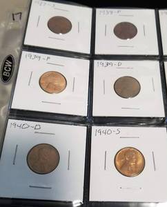 PAGE OF WHEAT CENTS 1930S-1940S WWII STEEL CENTS INCLUDED