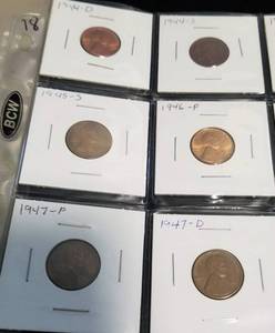 PAGE OF WHEAT CENTS MANY HIGHER GRADE COINS INCLUDED