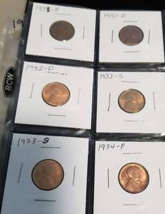 PAGE OF WHEAT CENTS MANY HIGHER GRADE COINS INCLUDED