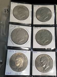MIXED PAGE MOSTLY IKE DOLLARS SOME SILVERPROOFS INCLUDED