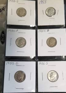 PAGE OF SILVER ROOSEVELT DIMES SOME IN HIGHER GRADE