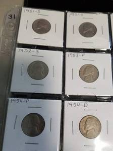 PAGE OF JEFFERSON NICKELS 1950S