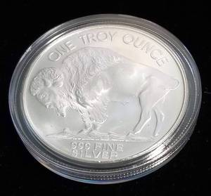 1 TROY OZ. .999 FINE SILVER INDIAN BUFFALO DESIGN IN AIRTITE