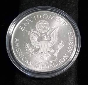 1 TROY OZ. .999 FINE SILVER INDIAN CHIEF DESIGN ENVIROMINT IN AIRTITE