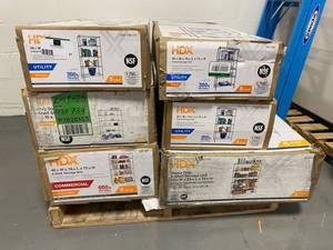 lot 41 image: Lot of 6 HDX Shelving Units - Various Sizes - Store Returns