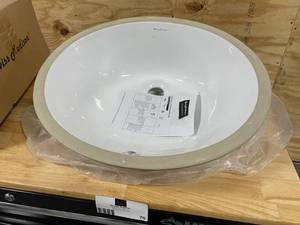 lot 76 image: SWISS Madison Monaco 18 Oval Under-Mount Bathroom Sink in white