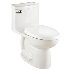 lot 46 image: AMERICAN STANDARD Compact Cadet 3-FloWise Tall Height 1 Piece 1.28GPF Single Flush Elongated Toilet in White With seat.
