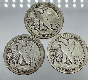 Lot of 3 Walking Liberty Coins 1927-S, 1928-S, 1929-D