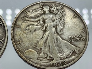 Two 1942-S Walking Liberty Half Dollar Coins