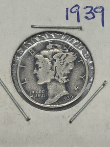 Three Mercury Dimes 1938-S and two 1939