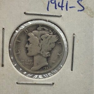 Three 1941-S Mercury Dimes
