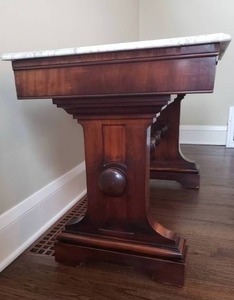 lot 29 image: Antique Marble Topped Carved Table