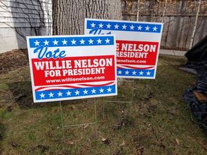 lot 66 image: Willie Nelson for President Campaign Yard Signs