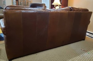 lot 7 image: Brown Leather Couch by Bernhardt