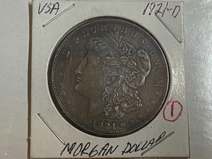 lot 1 image: 1921-D Morgan Silver dollar...
