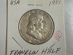 lot 2 image: 1951 Franklin Half dollar...