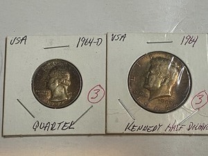 lot 3 image: 1964 Kennedy Half dollar, 1964-D si...
