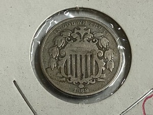 lot 10 image: 1869 Shield nickel...