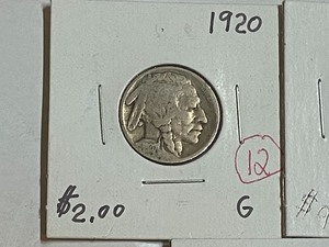 lot 12 image: (3) Buffalo nickels 1920 P-D-S...