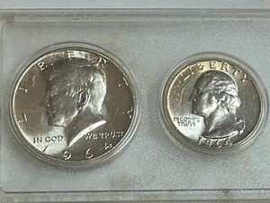 lot 25 image: 1 set of 1964 uncirculated coins h...