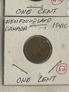 lot 52 image: Canada 1876 Newfoundland Large cent...