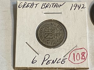 lot 108 image: Great Britain silver 1942 6 pence ...