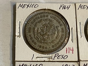 lot 114 image: Mexico (4) silver 1 Peso coins 19...