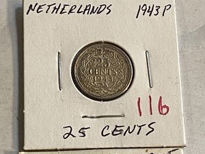 lot 116 image: Netherlands silver 1955 1 Gulden a...