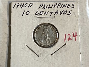 lot 124 image: Philippines silver 1945-D 20 Centa...