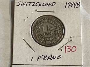 lot 130 image: Switzerland (2) silver 1 Franc  19...