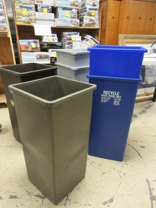SQUARE TRASH AND RECYCLE BINS