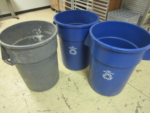 RUBBERMAID 44-GALLON RECYCLING AND WASTE CONTAINERS