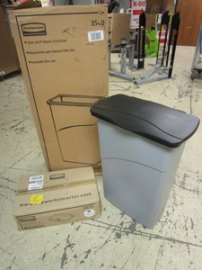 RUBBERMAID SLIM JIM WASTE CONTAINERS WITH LIDS - NEW