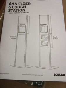 ECOLAB COUGH STATION WITH HAND SANITIZER DISPENSER,  AND MASK, GLOVE COMPARTMENTS-NEW