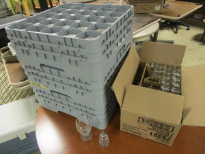 GLASS STORAGE RACKS AND GLASSWARE
