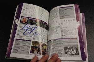 lot 122 image: 2013 Minnesota Vikings Media Guide Multi Auto w 32 Signatures