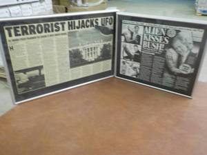 lot 39 image: George Bush Framed Alien Newspaper...