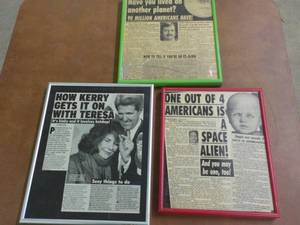 lot 40 image: Framed AlienJohn Kerry Newspaper S...