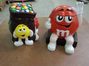 lot 43 image: Large M & M Cookie Jars- 10 tall...